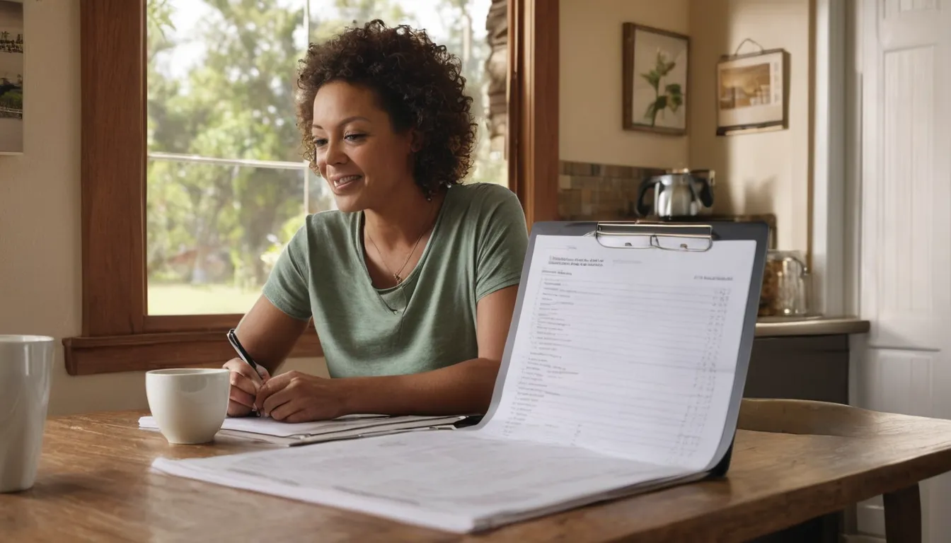 Homeowner reviewing a septic checklist at a kitchen table in the Lake Forest area